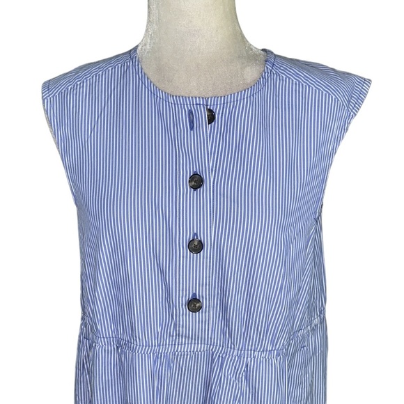 Everlane The Tiered Blue & White Striped Poplin Sleeveless Maxi Dress - XS - Picture 7 of 16